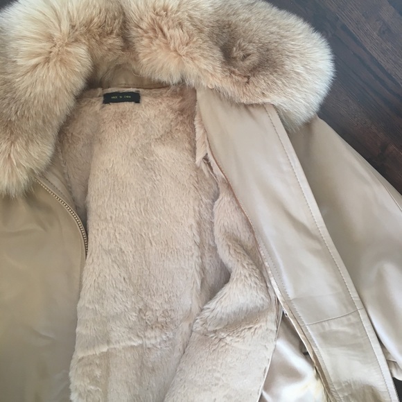 Fox Fur Collar Leather Jacket - Size S - Picture 6 of 6